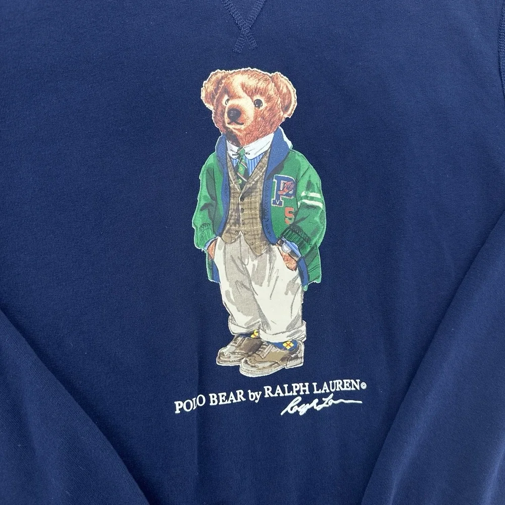 Polo Ralph Lauren Blue Pullover Sweatshirt - Polo Bear Graphic Mens Medium